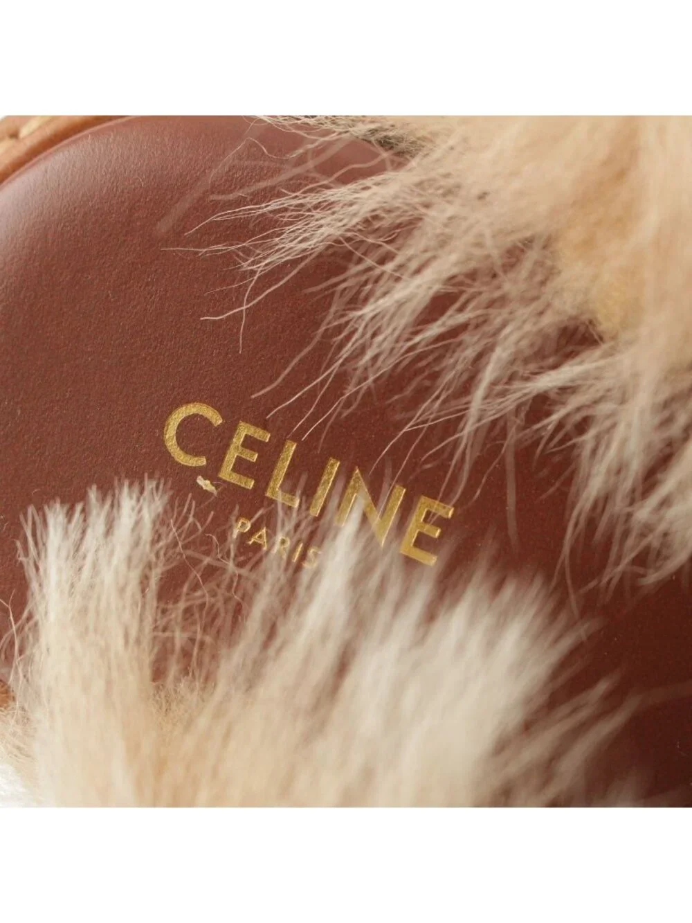 Celine Fur Triomphe Platform Sandals Brown